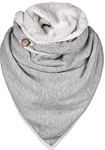 heekpek Écharpe Triangle Echarpe Femme Hiver Chaud Élégant Foulard Imprimé Douce Chic Châle en Laine Retro Mode Avec Bouton, Gris, Taille unique