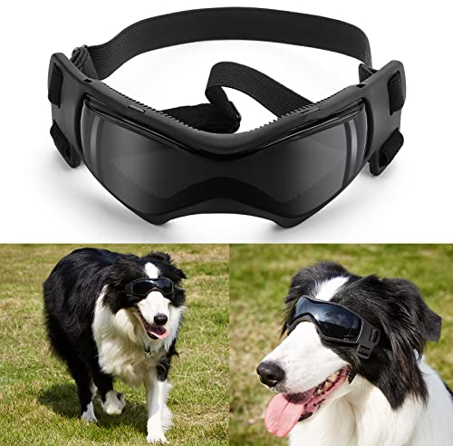 Ownpets Anti-UV Hundebrille, Sonnenbrille, Skibrille, Hund Fliegerbrille für kleine und mittlere Hunde, verstellbar, Sunglasses for Dog,Schwarz