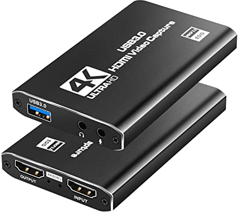 Gaming-Capture-Karte, USB 3.0 auf HDMI, 4 K, Ultra HD, für DSLR Action Camcorder, HDTV PS4, Switch, Xbox One und Xbox 360