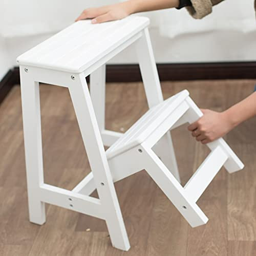 LUDIST Taburete de Escalada para Interiores, Taburete de Madera, Silla de Escalera Plegable, taburetes pequeños de 2 escalones, Banco de Zapatos/Estante de Flores, peldaño de Cocina, Escalera de se
