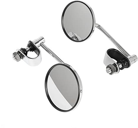 Baceyong 1 rétroviseur rond rétro pour moto avec adaptateurs 22-25 mm (3/8-7/8), rétroviseur à clipser pour guidon latéral réglable, embouts de guidon universels, rétroviseur chromé