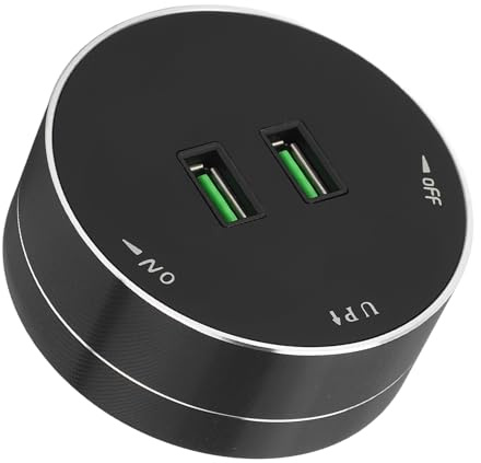Kabelloser Stromschienen-Adapter mit 2 USB-Anschlüssen, Abnehmbare Steckdose für Stromschiene, Runder Adapter mit LED-Licht, Einfach zu Installierende Steckdosenleiste für Büro und Zuhause
