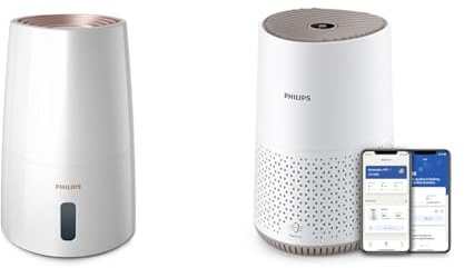 Philips Series 3000 Luftbefeuchter – für Räume bis 45 m² & Philips Luftreiniger 600 Serie. Ultraleise und energieeffizient Für Allergiker. HEPA-Filter entfernt 99