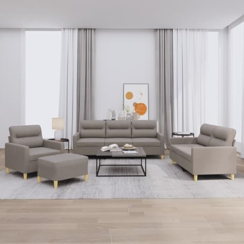 Gecheer Set di Divani 4 pz con Cuscini Tortora in Tessuto,Divano per Soggiorno,Divano Imbottito,Divano Moderno,Divano a 2 Posti/3 Posti,Divano Letto sofà,Divano Salotto Moderno,# 4