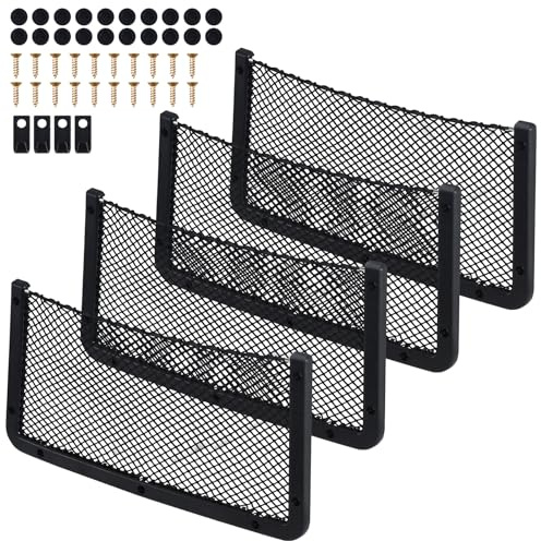 Omtofo Rete portaoggetti per Auto, 4 Pezzi 42 x 21 cm, Borsa a Rete, Organizer per Auto, Borsa portaoggetti, Rete per Bagagliaio Flessibile per roulotte