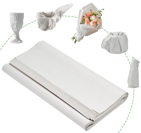 XRPRPX Papel de Embalaje Blanco para Mudanzas 100 Hojas de Papel de Seda para Embalaje de 70 x 38 cm Papel de Periódico para Envolver Cristal Vajillas Ropas Papel de Embalaje de Regalo para Tienda