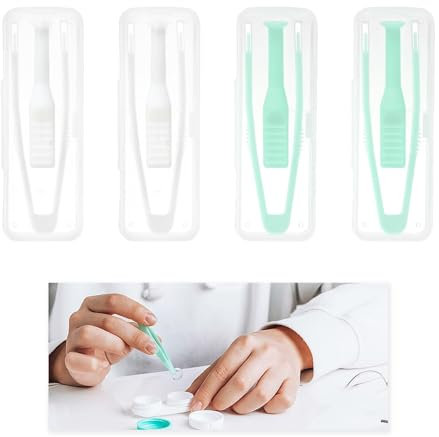 4 Pezzi Ventosa per Lenti a Contatto Morbide, Pinzette Lenti a Contatto Rigide, Dispositivo di Rimozione di Lenti a Contatto, Applicatore per Lenti a Contatto, Portatile per Uso Quotidiano e Viaggio