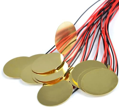 Funien 15 Piezas Pastilla Piezoeléctrica Amplificadores Piezoeléctricos de 35 mm Discos Transductor de Disco Piezoeléctrico Sensor de Sonido con Disparador de Micrófono de Contacto con Cables de 10 Pu