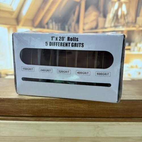 Shineboc Rotoli Di Carta Vetrata,2,5 cm X 6 m Carta Vetrata con Erogatore Grana 150/240/320/400/600, Carta Abrasiva Adatti per Levigare Legno, Metallo