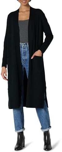 Amazon Essentials Cardigan Lungo Leggero, Taglio a Spolverino, Vestibilità Classica Donna, Nero, L