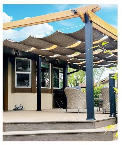 ZXCASDF Wave Shade Vele Retrattili,Copertura per Pergola con Tettoia Retrattile A Onde，con Kit di Montaggio，Copertura Dell'Ombra Traspirante, per Patio Deck Yard Porch(W1.6*L3m/W5.24*L9.84ft)