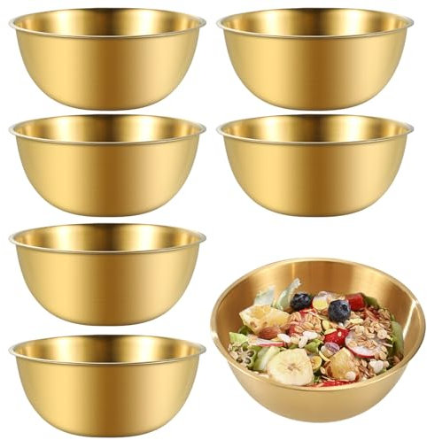 Tutamaz Lot de 6 Bol Inox, Bols Mélangeurs en Acier Inoxydable Ensemble De Bols Mélangeurs Saladier Inox Diamètre 17 cm Passent au lave-Vaisselle pour saladier Service Snacks Sauces Collations