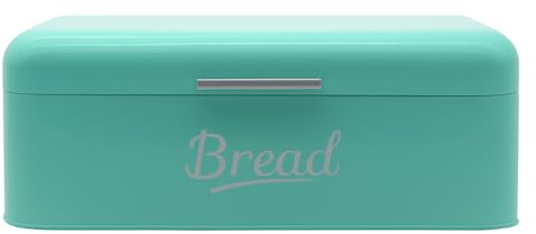 CASA HEAVEN Brödlåda med lock, stor brödlåda för att hålla krispigt bröd i metall, lämplig för kakor, håller dem länge utan fukt, retrodesign (mint, stor)