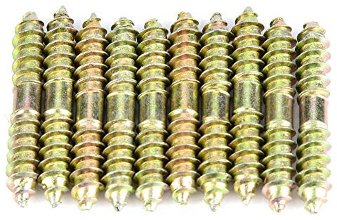 ANGGREK 10 Piezas de Tornillos de Espiga, 6x40mm Conectores de Doble Extremo para Carpinter¨ªa, Hierro Galvanizado en Zinc para Ensamblaje de Uniones de Muebles y Uni¨®n de Piezas de