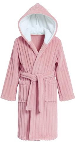 JiAmy Girls Plush Hooded Bathrobe Fluffy Flannel Dressing Gown Warm Sleepwear for Kids Cozy Loungewear
