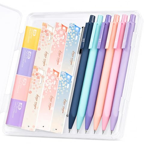 SCHUMAOYI 6 Pack 0.5/0.7mm Pastel Mechanical Pencil Set