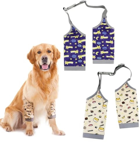 2 stycken armbågsbandage hund, liggsvinnar hundbody efter op, knäbandage hund bakben, tasskydd hund, medelstora och stora hundkirurgi återhämtning återhämtning ärm för framben (2XL)