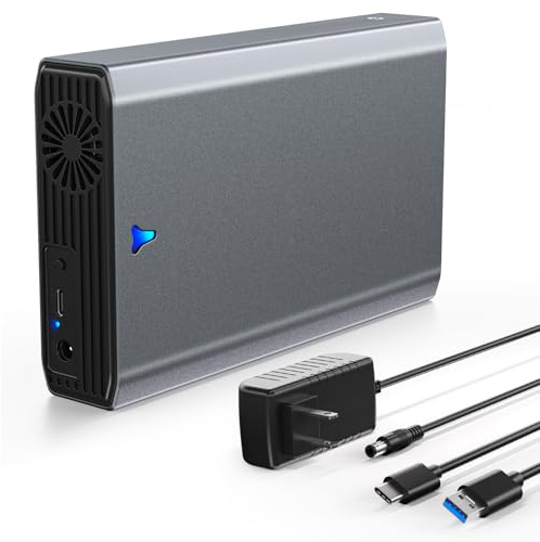 Adaptador SAS a USB 3.0, estación de acoplamiento de disco duro SAS para SSD HDD de 2.5/3.5 pulgadas, carcasa externa sin herramientas con adaptador de alimentación de 12 V/2 A y ventilador de