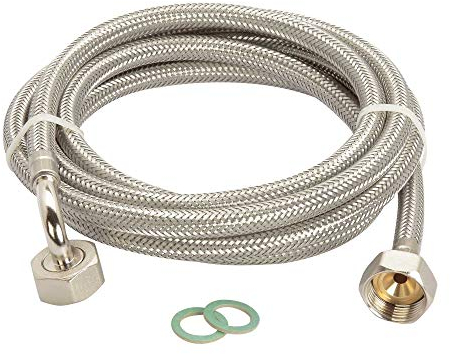 Tubo flessibile per lavatrice DN8, in acciaio inox, 3/4 ÜM x 3/4 ÜM Aquastop, tubo rigido 1,5 m – 5 m, tubo di qualità tedesca, lunghezza tubo: 250 cm