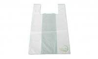 PZ 500 SACCHETTO MEDIO BIANCO DI PLASTICA BIOLOGICA 28 X 50 SACCHETTO SHOPPERS BORSA CON MANICO BUSTA PER ALIMENTI SHOPPER