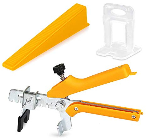 OGORI 400 PCs Tile Leveling System 2mm,300 PCs Tile Level Wedge Spacer Plus 100 PCs Resuable Wedges with A Tile Leveling Pliers