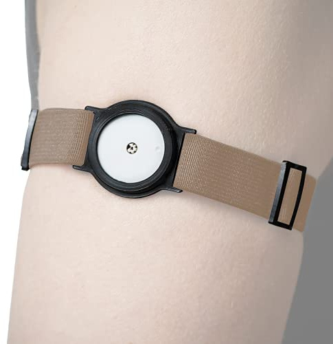DiaBrothers Freestyle Libre 2 fixeringsband fixeringshållare med justerbart armband – hållare: svart – armband: beige – storlek: M (25–35 cm)