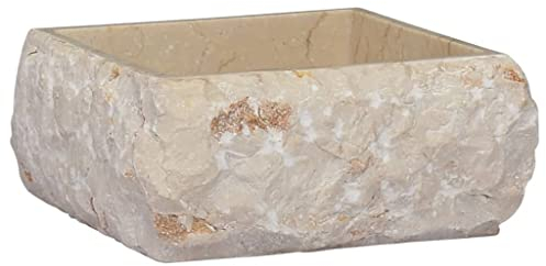 vidaXL Lavabo Lavamanos Inodoro Aseo Cuarto de Baño Cuenca Fregadero Hogar Casa Muebles Mobiliario Decoración Elegante Crema Mármol 30x30x13 cm