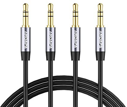 ANDAPA Cavo Aux 3,5mm (1M 2 unità), Cavo audio stereo da 3.5mm maschio a maschio, compatibile con cuffie, automobili, impianti stereo domestici, altoparlanti, iPhone, iPad, iPod.