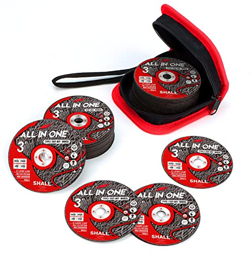 SHALL 25-Pack Cut Off Wheels 76mm(3 inch) - Ultra Thin Cutting Wheel with Pouch for Angle Grinder & Cut-Off Tools - Fast Cutting Disc for Steel, Iron, Non-Ferrous Metal & PVC