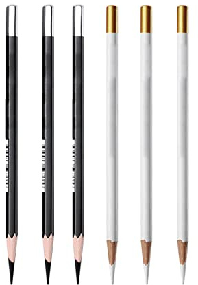 Helweet Kohlestifte für Skizzen, Zeichenkohle, Kohle Set, Weiß Skizze Bleistift, Weiße Skizzen-Kohlestifte, Kohlestifte Set, 3 Schwarze Weiche Kohlestifte + 3 Weiße Kohlestifte