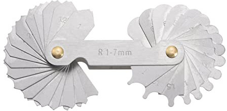 sourcing map R1-7 Radius Gauge Alloy Steel Radius Fillet Gauge Portable Concave Convex Measuring Tool for Tool and Die Makers Check