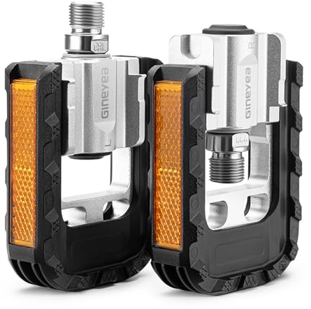 Fahrradpedal, Klapppedal Alu Pedale mit Reflektoren(9/16), Faltbar Anti-Rutsch Fahrradpedal Set, Fahrrad Faltpedale Aluminiumlegierung Faltrad Fahrrad Pedale Metall Platform Fußpedale (Sliver)