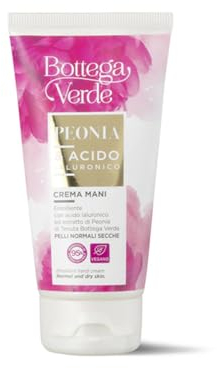 Bottega Verde - Crema Mani Peonia e Acido Ialuronico, 75 ml, Emolliente e Idratante, con Estratto di Peonia e Acido Ialuronico, per Pelli Normali e Secche