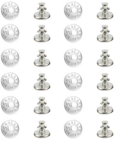 Lmyzcbzl Jeans Knöpfe, 12 Stück Verstellbare Jeansknöpfe, 17mm Zink, Ohne Nähen, Button Pins, DIY, Einziehbare Knöpfe, Für Reparatur von Jeansgrößen