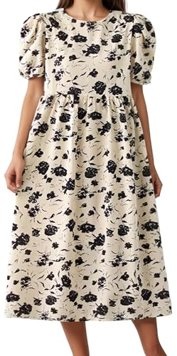 Baiyanor Abito premaman ad asciugatura rapida, abito da gravidanza, casual, a maniche corte, elastico, flessibile, con scollo a goccia, beige., XXL