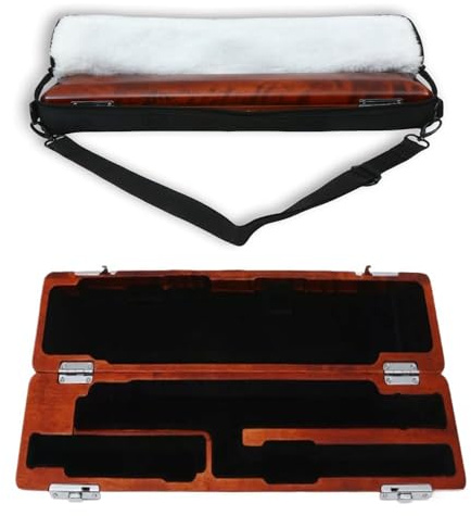 ModouString Flute Case Cover Bag with Adjustable Strap flute Storage Box with Velvet Inside Solid wood Durable Lightweight (17 hole,red)