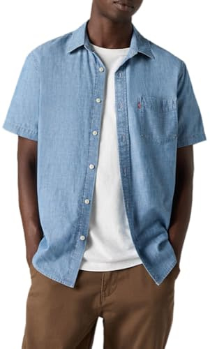 Levi's Camisa estándar de Manga Corta para Hombre Sunset con 1 Bolsillo, Sebastian Chambray L, XS