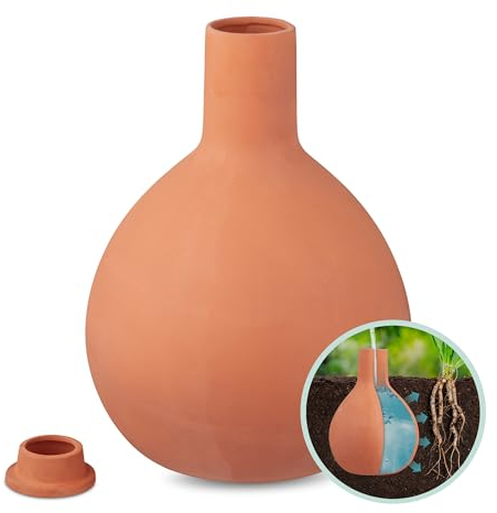 Relaxdays Olla, 7,5 l, Ton, wurzelnahe Bewässerung, Hochbeet & Gewächshaus, weniger Wasserverlust, Tongefäß, terrakotta