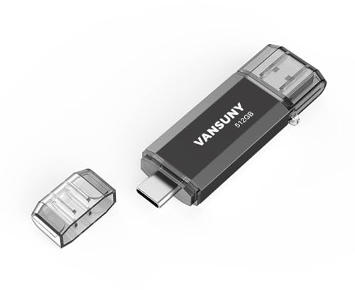 Vansuny 512GB Type C Flash Drive 2 in 1 OTG USB 3.0 + USB C Memory Stick with Keychain Dual Thumb Photo Stick Jump Drive for Android Smartphone, Computers