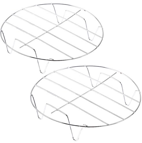 2 Pcs Steaming Rack, 5.9 Inch Round Shape Stainless Steel Steamer for Roasting Cooking, Cooling and Steaming in Kitchen and Outdoors (silver, 5.9 Inch)