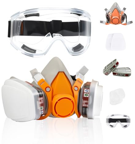 SOARFLY Masque de Protection Respiratoire Réutilisable, Masque Anti-Poussière avec Filtre pour Gaz & Vapeurs, Idéal pour Peinture, Travail du Bois, Chimie, Bricolage & Ponçage