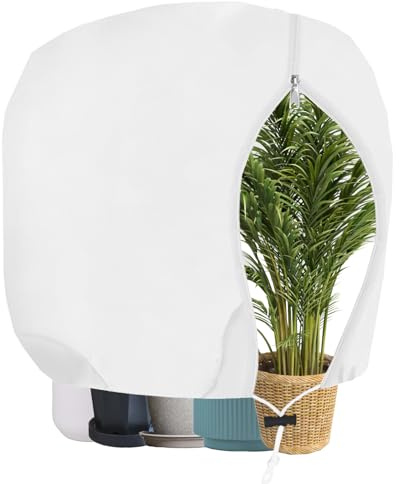 THAKOI Protection Plante Hivernage, 85g/m² Housse Hivernage Plante avec Cordon de Serrage et Zipper, Protection Plante Hiver pour Olivier Palmier Arbre(120x180CM)