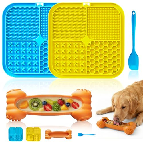 DEPURE Dog Enrichment Toys 6 Pack - Dog Toys to Keep Them Busy, Lick Mat, Ball & Bowl with Peanut Butter,Frozen Treat Puzzle Dispenser for Anxiety Relief, Reduce Boredom, Perfect for Bathing Grooming