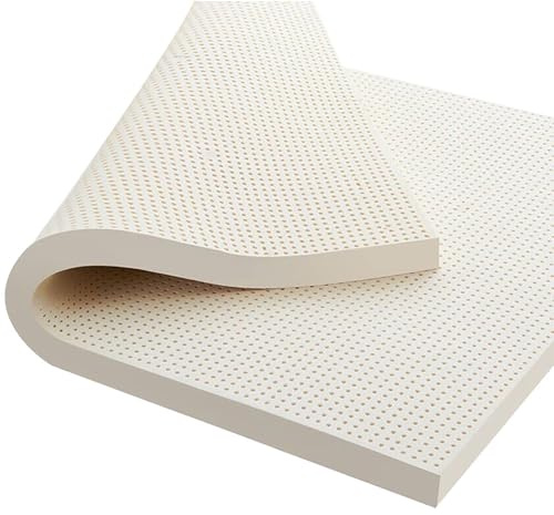 Coprimaterasso in 100% lattice naturale di alta qualità, spessore 5 cm, fodera in cotone traspirante, ideale per alleviare il mal di schiena, confortevole, dimensioni letto 135 x 190 cm, soluzione