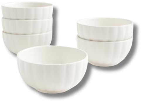 LEONARDO LUXURY HOME DESIGN Set 6 Ciotole Porcellana Bianca 11 cm Macedonia Gelato Dessert Resistenti Lavastoviglie Microonde Design Elegante Idea Regalo (6 Pezzi 11x6)