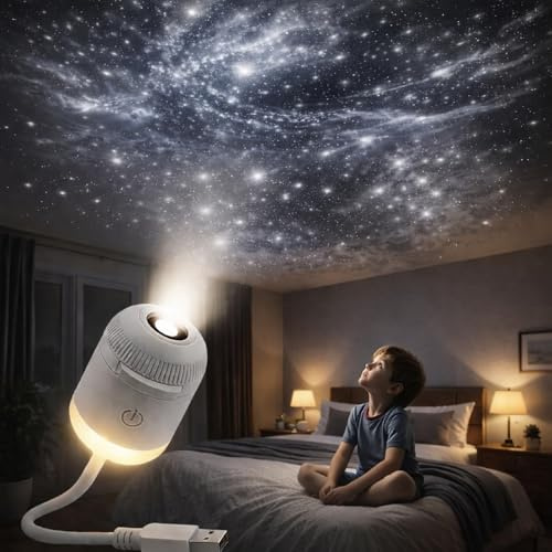 WANWEN 2-in-1 Galaxy Projector Night Light, Multifunctional Portable Starry Sky Night Light Projector with HD Films, USB Powered, Adjustable Brightness for Car and Bedroom Decoration (3 pcs)