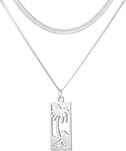 Tjejer tillbehör Palm Tree For Women, 925 Sterling Silver Beach Wave Palm Tree Pendant Coconut Palm Tree, Palm Tree s For Women, Tropical, Palm Tree