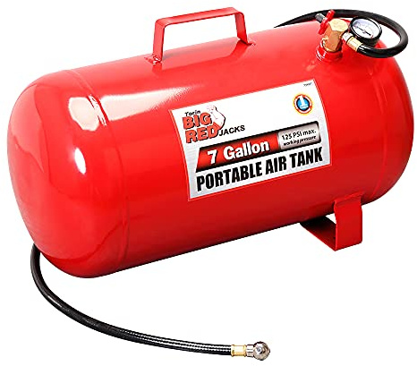 BIG RED Torin Portable Horizontal Air Tank with 36 Hose, 7 Gallon Capacity
