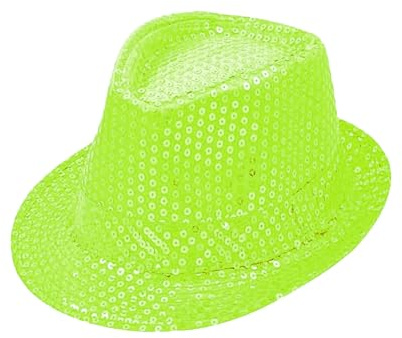 TrendandStylez Pailletten Hut Glitzer Kappe Sylvester Karneval Party 14 Farben (Neon Gruen)