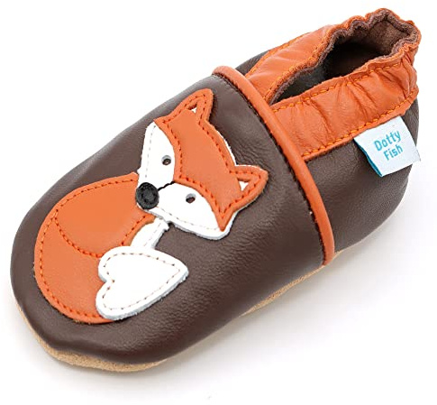 Dotty Fish unisex – bebis Soft Leather Baby Shoes With AnimalsBebisskor